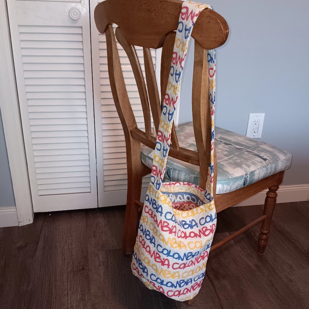 Columbia Women's Multicolor Hobo Bag Canvas Boho Tote Red Blue Yellow White